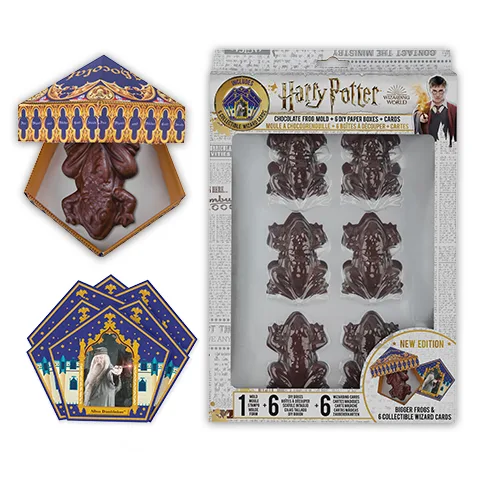 HARRY POTTER - Chocolate Frog Mold + 6 papers box + 6 Wizard Cards