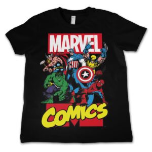 MARVEL COMICS - T-Shirt KIDS Comics Heroes - Black