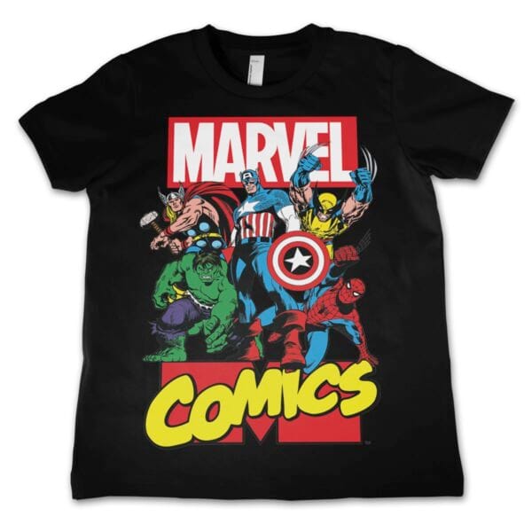 MARVEL COMICS - T-Shirt KIDS Comics Heroes - Black
