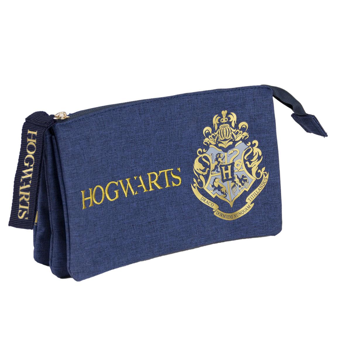 HARRY POTTER - Hogwarts blauwe pennenzak met drie compartimenten