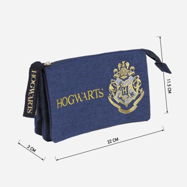 HARRY POTTER - Hogwarts blauwe pennenzak met drie compartimenten - Afbeelding 4