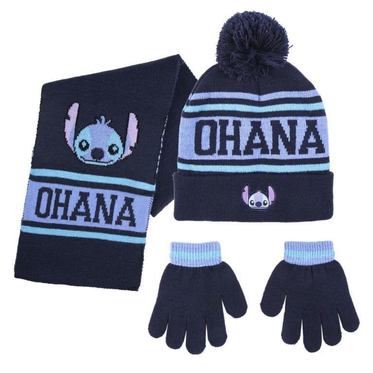 LILO & STITCH - Set Pompon Beanie + Handschoenen + Sjaal - kids