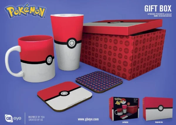 POKEMON - Pokeball - Giftbox, glas, mok & 2 onderzetters