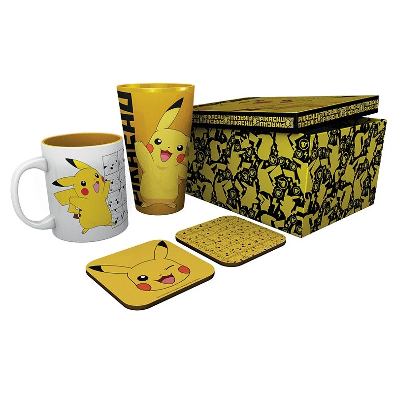 POKEMON - Pikachu - Giftbox, glas, mok & 2 onderzetters