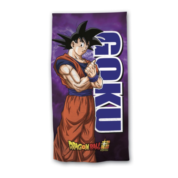 DRAGON BALL SUPER - Goku Beach Towel 100% Polyester - 70x140cm Dit Dragon Ball Super strandlaken is gemaakt van 100% hoogwaardig polyester. Met zijn afmetingen van 70x140 cm is hij perfect om in een coole stijl van de zon en het strand te genieten. Het ontwerp is zeer resistent en duurzaam, zodat je jarenlang van je handdoek kunt genieten. Licentie: Dragon Ball. Fabrikant: AyMax. 100% gelicentieerd product.