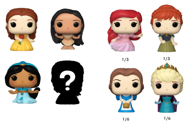 Funko Bitty Pop! DISNEY PRINCESS - Belle - 4 Pack 2.5cm - Afbeelding 2