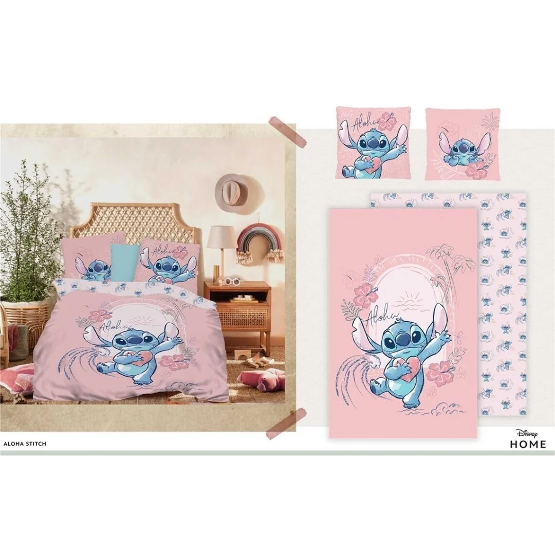 LILO & STITCH - Pink Love - Duvet Cover 140x200cm - 'Cotton'
