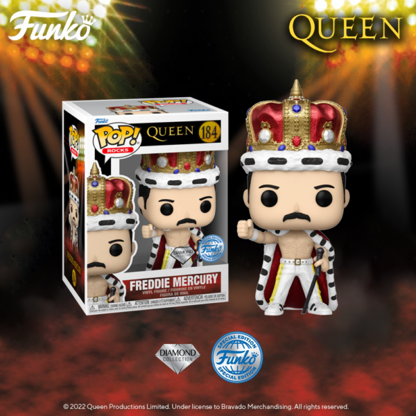 Funko Pop! Rocks: Queen: Freddie Mercury King (184) Special Edition Diamond DGLT. - Afbeelding 2