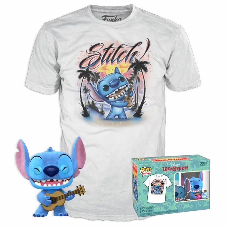 Funko Pop! Lilo & Stitch: Stitch with Ukelele (1044) FLOCKED + Tee