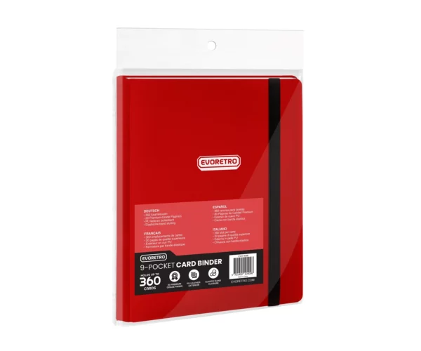 EVORETRO - Regular Card Binder 9 pocket for 360 cards w/ elastic Red - Afbeelding 2