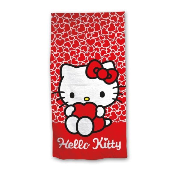 HELLO KITTY - Heart - Beach Towel 100% Polyester - 70x140cm