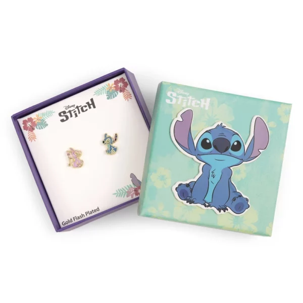 STITCH & ANGEL - 1 paar Stud Oorbellen - Gold Flash Plated