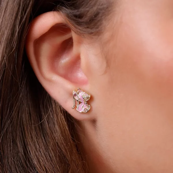 STITCH & ANGEL - 1 paar Stud Oorbellen - Gold Flash Plated - Afbeelding 4