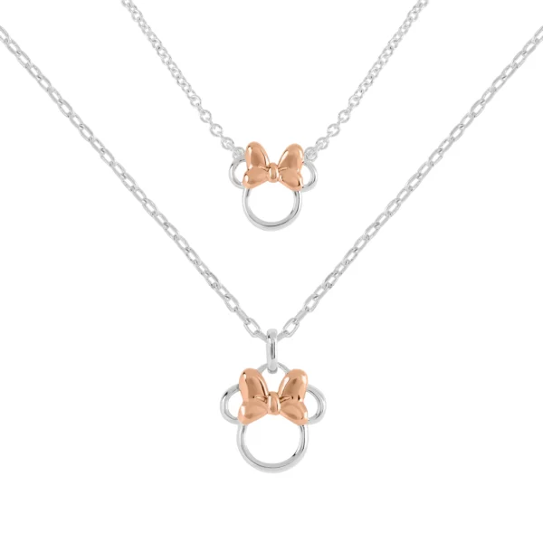 DISNEY - Minnie - Moeder/Dochter Set - 2 Silver Brass Plated Halskettingen - Afbeelding 2