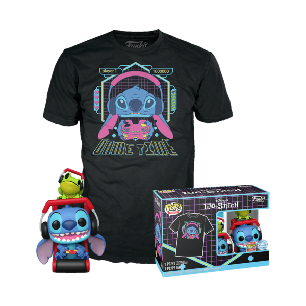 Funko Pop! Lilo & Stitch: Gamer Stitch with Frog (1046) + Tee