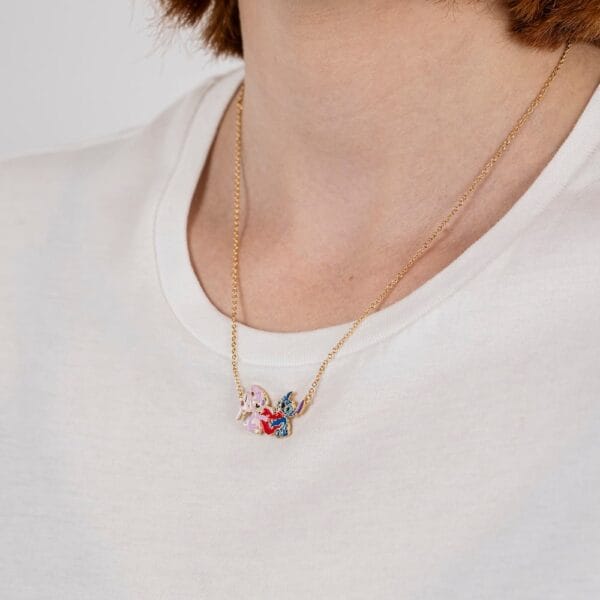 STITCH & ANGEL - Love - Pendant Halsketting 18mm - Gold Flash Plated - Afbeelding 4