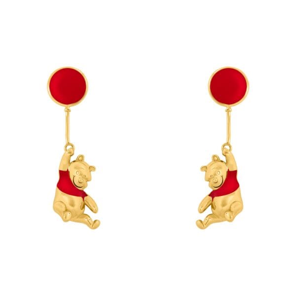 WINNIE THE POOH - Balloon - Paar Oorbellen - Gold Brass Plated - Afbeelding 2